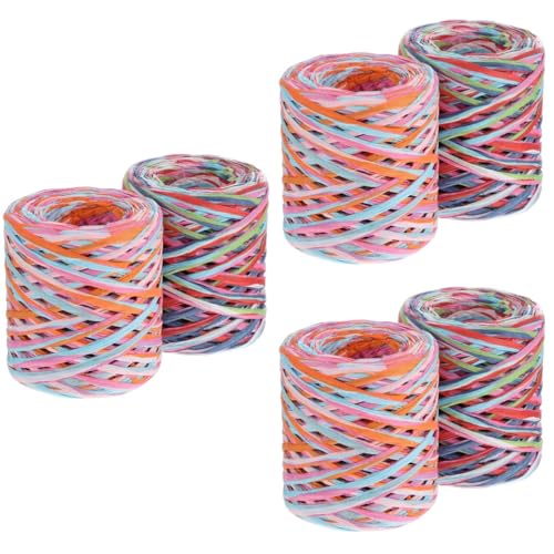 SHINEOFI 3 Sätze Geflochtenes Seil Geschenkband Seidenband Ribbon Bastelseil Dekobänder Papier Doppelt Schleife Metallisch Beige Verpackungsband Verpackungsseil Raffiagarn 2 Rollen * 3 von SHINEOFI