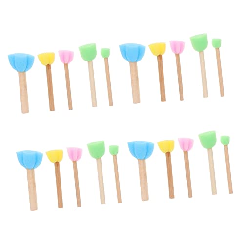 SHINEOFI 3 Sätze Malschwammpinsel Kinderpinsel Malstifte Sponge Pinsel Set Malwerkzeug Brush Schwämme Machen Malwerkzeuge Für Kinderkunstfarbe Holz 20 Stück * 3 von SHINEOFI