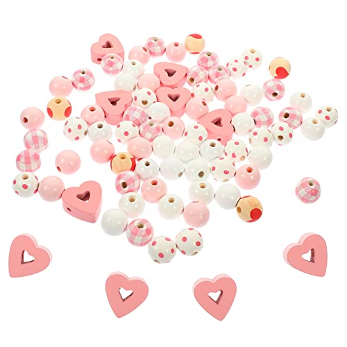 SHINEOFI 3 Sätze Perlen Für Heimwerker Für Valentinstag Valentinsgeschenk Kit Zur Schmuckherstellung Spaß Weihnachtsdeko Perlen Zum Basteln Abstandsperlen Holz Rosa 190 Stück * 3 von SHINEOFI