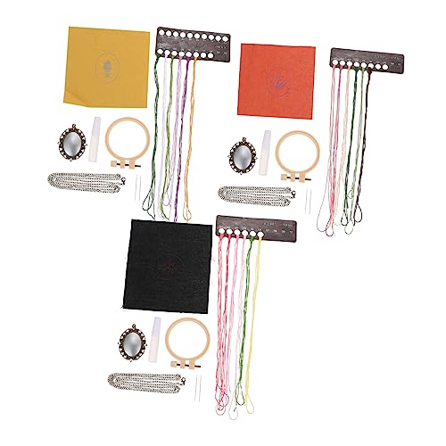 SHINEOFI 3 Sätze Pulloverkettenstickerei Lustiges Stickset Stickerei Blumen Schmuck Bausätze Kreuzstich-stickrahmen Armbänder Stoff Zubehör Stanznadel-sticksets Stickpackung Kat Polyester von SHINEOFI