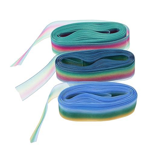 SHINEOFI 3 Sätze Regenbogen-chiffonband Band Für Diy Dekoratives Band Chiffonbänder Diy Bastelbänder Haarschmuckband Band Zum Verpacken Blumenverpackungsband 3 Rollen * 3 von SHINEOFI