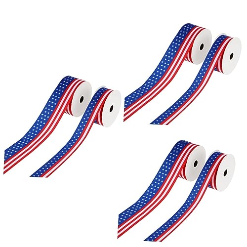 SHINEOFI 3 Sätze Schleife Dekorativ Tag Der Veteranen, Kriegsteilnehmertag Diy-bänder Rot, Weiß Und Blau Sackleinenband Multi Seidenband Ribbon Bänder Banddekor Polyester 2 Rollen * 3 von SHINEOFI