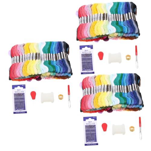 SHINEOFI 3 Sätze Stickgarn Stickwerkzeuge Nähen Fingerhut Stickzubehör Selber Machen Armbandfäden Stickschnur Stickerei-kits Kinderarmbänder Kinderarmband Kreuzstichpackungen Plastik von SHINEOFI