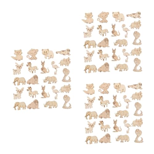 SHINEOFI 3 Sätze Tierische Holzspäne Holzdekor Holzplatten Unvollendete Holzstücke Tier Holzscheiben Tierformen Holz Diy Dekorationen Tier Graffiti-chip Tierausschnitte Beige 50 Stück * 3 von SHINEOFI