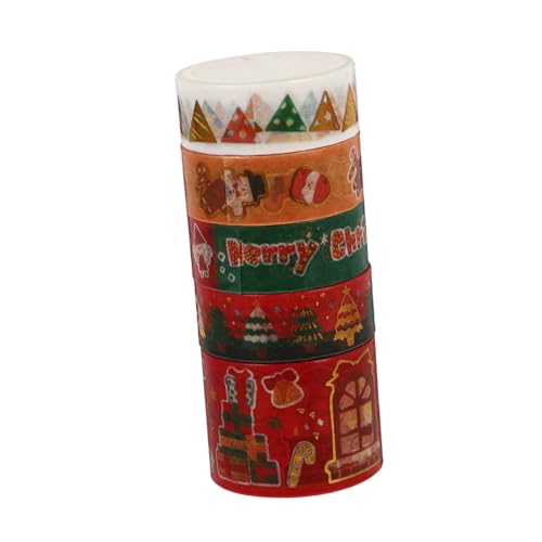 SHINEOFI 3 Sätze Weihnachtliches Vergoldungsband Weihnachtsaufkleber Doppelseitiges Teppichklebeband Weihnachtsklebeband Weihnachts Washi Tape Journalbänder Klebebänder 5 Rollen * 3 von SHINEOFI