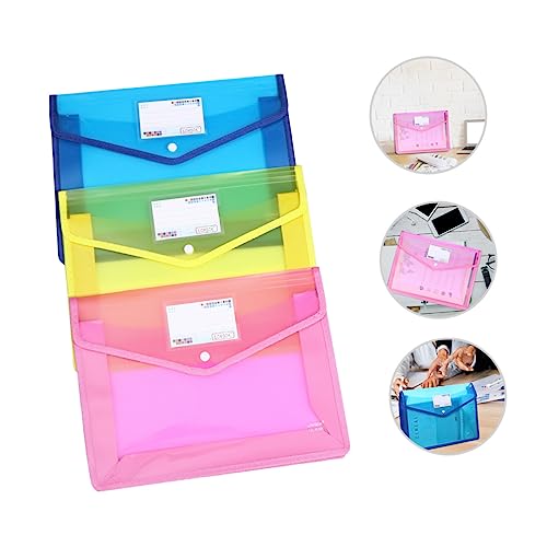 SHINEOFI 3 Stück A4 wasserdichte Aktentasche Karteninhaber Veranstalter Schreibwaren Büro dokumententasche document bag briefumschläge Umschlag-Organizer Aktentaschen mit Schnalle PVC Blue von SHINEOFI