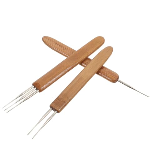 SHINEOFI 3-teiliges Set Furchtbarer Flechter Dreadlock-tools Loc-tools Für Dreads Haarhaken Häkeln Häkelnadel Zur Haarverlängerung Häkelnadel Zum Flechten Häkelnadelset Bambus Light Brown von SHINEOFI