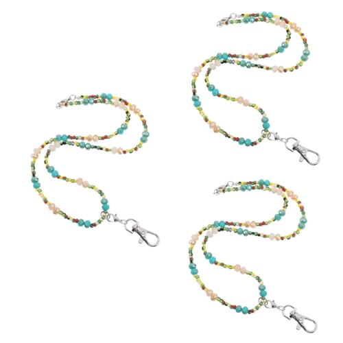 SHINEOFI 3St Einfache Reißverschlusskette goldgefüllte Charms Spachtelflipper rostfrei Anfänger Zubehör BH bag charm handy schlaufe band Hängendes Seil hängendes Kettendekor Glasperlen Blue von SHINEOFI