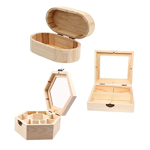 SHINEOFI 3St Holzkasten storage boxes aufbwahrungs-box Kinderzimmer-Dekoration Dekobox Mini-Schmuckkästchen Aufbewahrungsbehälter für Schmuck Holzkisten Süßigkeitenschachteln selber machen von SHINEOFI