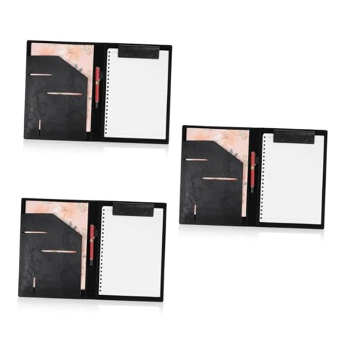 SHINEOFI 3St Ordnerschiene aktenordner bürobedarf organizer Dateiordner Dokumentenhalter kartenhalter Portfolio für Männer Pflegeklemmbrett Padfolio für Frauen Klemmbrett-Portfolio Pu Black von SHINEOFI