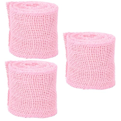 SHINEOFI 3St Sackleinenband rosa rustikale schöpfrahmen decor ausgerechnet weihnachten eavliche weihnachten Weihnachtsbastelband rosa Girlande rosa Sackleinenband Juteband aus Sackleinen von SHINEOFI