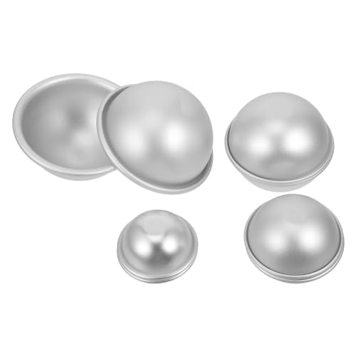 SHINEOFI 4 Paare Form für Badesalzkugeln Badekugel-Bastelformen Badekugelhersteller badekugel selber machen soap mold kuchenform Halbkugelform aus Metall Backform Aluminiumlegierung Silver von SHINEOFI