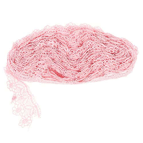 SHINEOFI 4 Rollen Spitze häkeln trimmt Sackleinenband Jutestoff Dekorationen weißes Band lace Nähmaterial Kleidungsstück nähen trimmen Kleidungszubehör Kleidungsstück Zubehör Polyester Rosa von SHINEOFI