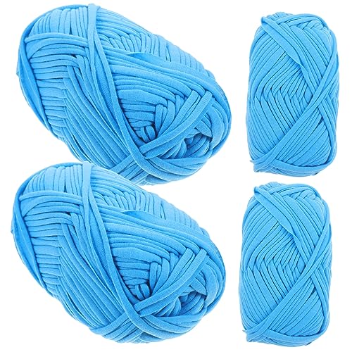 SHINEOFI 4 Rollen Wollknäuel Häkelgarn zum Häkeln Stich weiches Chenillegarn Füllgarn zum Häkeln Garne Nähen bastelkasten Knitting Wool dekoringe Strickgarn Decke weben Seil Polyester Blue von SHINEOFI