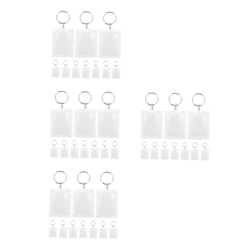 SHINEOFI 4 Sätze 4 Sets Transparenter Schlüsselanhänger Klarer Rahmen Fotohalter Schlüsselanhänger DIY Schlüsselanhänger Zubehör DIY Bild Schlüsselanhänger Machen Sie 20 Stück * 4 von SHINEOFI