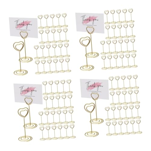 SHINEOFI 4 Sätze Esstisch-nummernhalter Tischnamenhalter Platzkartenhalter Für Den Tisch Kartenhalter Für Hochzeitstischdekoration Kartenhalter Stehen Memohalter Golden Metall 40 Stück * 4 von SHINEOFI