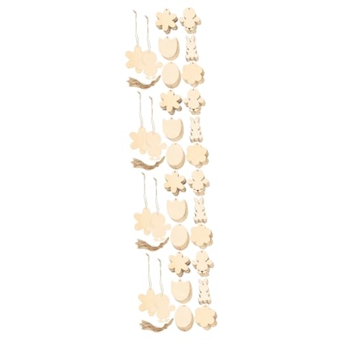 SHINEOFI 4 Sätze Holzspäne Dekoration Frühlingsdekoration Innen Hühner Ostern Unvollendete Ornamente Holz DIY Unvollendete Eierausschnitte Holz Zum 60 Stück * 4 von SHINEOFI