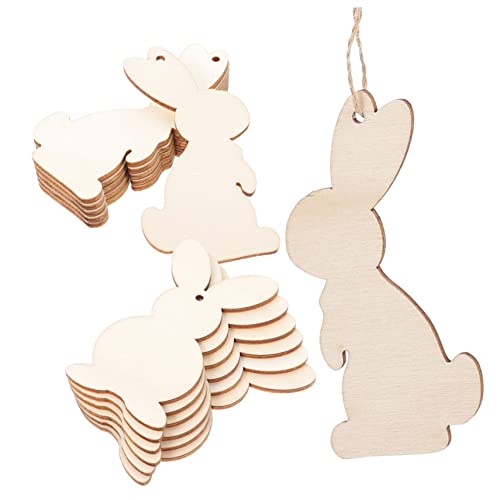 SHINEOFI 4 Sätze Kaninchen-holz-chip-anhänger Trommelstock Für Tiere Weihnachtsbaumkaninchen Netz Matschig Plus Bilderrahmen Für Figuren Lustig Plüsch Khaki 36 Stück * 4 von SHINEOFI