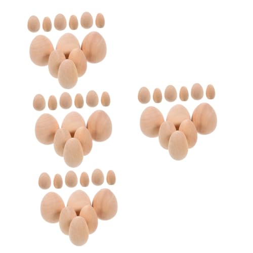 SHINEOFI 4 Sätze Ostereier Teigroller Ostern Easter Eggs 0stergeschenke Ostegeschenke Holzeier Bemalen Basteleier Aus Holz Gefälschte Eier Holzei Für Party Eierhölzer 20 Stück * 4 von SHINEOFI