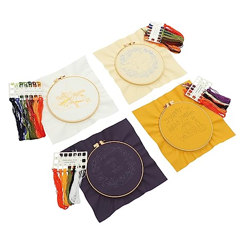 SHINEOFI 4 Sätze Stickmaterialpaket Stickerei-Starter-Kit Stickwerkzeuge embroidery kit Kreuzstich Materialien Praktisches besticktes DIY-Material stickzubehör selber machen Plastik von SHINEOFI