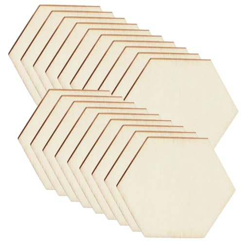 SHINEOFI 4 Sätze Wabenholzspäne Hochzeitsdeko Hochzeitsdeco Holzstücke Sechseckform Holzverzierung Neuverkabelung Doppelt Holzscheiben Für Diy Unfertige Holzscheiben 100 Stück * 4 von SHINEOFI