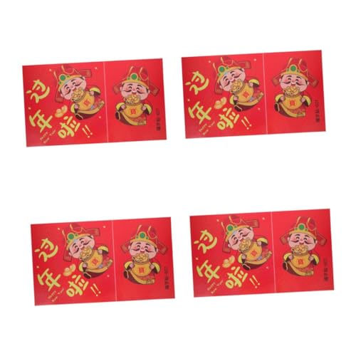 SHINEOFI 4 Sätze Wanddekorationsmuster frühlingsfest neujahrsdekoration Festliche Aufkleber Neujahrsschmuck Chinesisches Neujahrsfest Wandtattoo Neujahr chinesisches neujahrspaar Papier rot von SHINEOFI