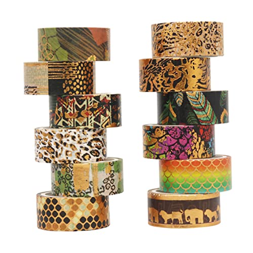 SHINEOFI 4 Sätze Washi Tape Mit Tierdruck Klebstoff Spender Doppelt Leitung Haustier Farbiges Klebeband Dekorative Klebebänder Album-washi-tape Washi Tape Abkleben Aufkleber 12 Rollen * 4 von SHINEOFI