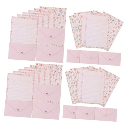 SHINEOFI 4 Sets Briefpapier Pergamentpapier zum Schreiben von Schreibwarenpapier, dekoratives Briefpapier, Schreibwaren, Briefpapier, Umschläge, Schreibbedarf, A5, Rosa, Dekorieren, niedlich von SHINEOFI