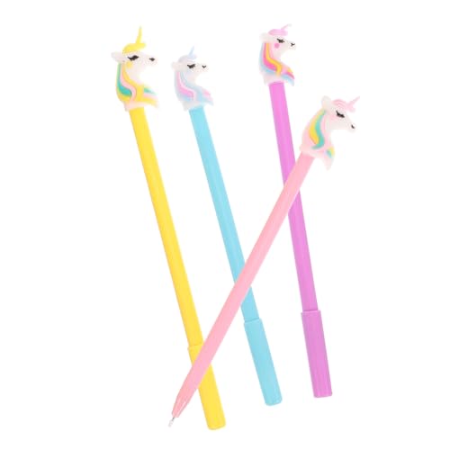 SHINEOFI 4 Stück Einhorn Lichtstift Stifte Glitzerstift Gelschreiber Mit Feiner Spitze Schöner Gelstift Stift in Cartoon-form Kugelschreiber Schreibstift Leuchtender Gelstift Kieselgel von SHINEOFI