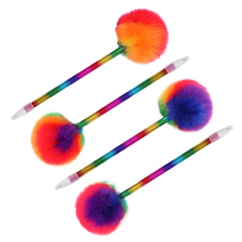 SHINEOFI 4 Stück Kugelschreiber Herz-pompom-stift Schreiben Stifte Kugel-pompom-stifte Stift Für Die Dekoration Tragbarer Stift Neuartige Flauschige Stifte Herzstift Plastik von SHINEOFI