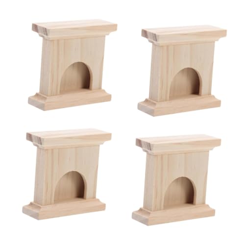 SHINEOFI 4 Stück Mini Kamin Aus Massivholz Vintage Mini Simulationsmöbel Puppenhaus Mini Möbel Dekoration Kamin Miniatur Lagerfeuer Holz Puppenhaus Zubehör Beige von SHINEOFI