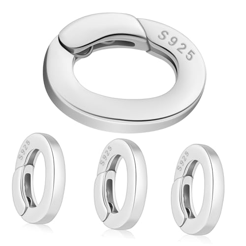 SHINEOFI 4 Stück Schmuck Schnalle Ring Karabinerhaken Karabiner Ring Halskette Tops Topper Bolzen Schneefräse Lagerregal Aufbewahrungskorb Knopf Halskette Ovale Halskette Charm von SHINEOFI