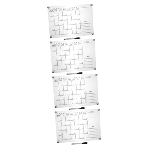 SHINEOFI 4 Stück Trocken Abwischbare Acryltafel Anzeige Geführtes Zeichenbrett Tafel Löschen Planke Kalender-whiteboard Für Die Wand Kalender Whiteboard Für Kühlschrank Weiße Tafel Kreide von SHINEOFI