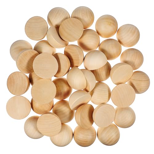 SHINEOFI 40 Stk halbe Holzkugel bastelzeug bastelmaterial Dekorative Kugeln holzspielsachen Unvollendete Holzperlen Bälle basteln unfertige Holzkugeln Holzformen zum Basteln halbe Kugel von SHINEOFI