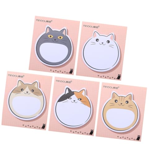 SHINEOFI 5 Haftnotizen mit Cartoon-Katze selbstklebender Hinweisaufkleber Katzenstift gepostete Notizen notebook for school katzendeko Wohnaccessoires selbstklebende Notizblöcke Papier von SHINEOFI