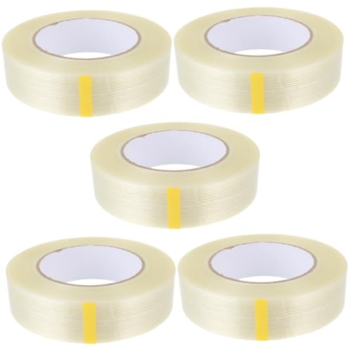 SHINEOFI 5 Rollen Glasband packing tape paketband klebeband durchsichtig clear tape strapazierfähige Klebestreifen Transferband für hohe Temperaturen Klettband Glasfaserband verpacken Khaki von SHINEOFI