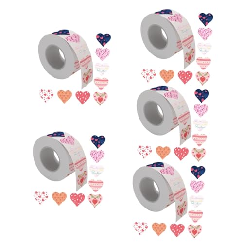 SHINEOFI 5 Rollen Liebe Aufkleber Etikettenaufkleber Für Geschenktüten Liebe Herzaufkleber Valentinstag Aufkleber Valentinstag Siegelaufkleber Valentinstag-aufkleber Kupferplattenaufkleber von SHINEOFI