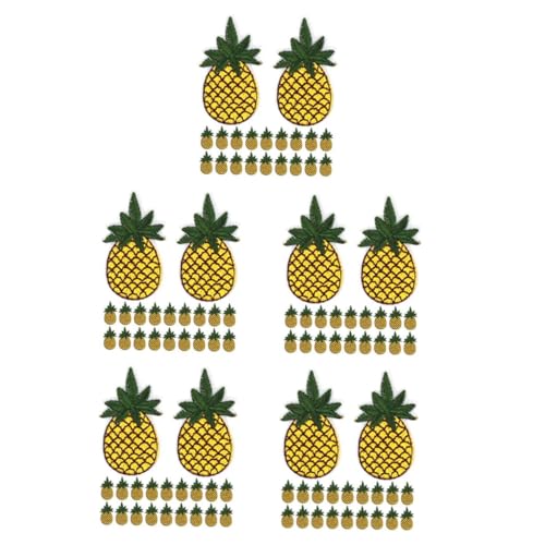 SHINEOFI 5 Sätze Ananas -stickerei Fruchtpflaster Nähen Tasche Bestickter Aufnäher Ananasflecken Eisen Auf Ananaseisen Auf Patch Patches Für Rucksäcke Cartoon-patches Stickgarn 20 Stück * 5 von SHINEOFI