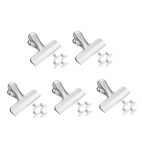 SHINEOFI 5 Sätze Edelstahlclip Büroklammern Multifunktionale Clips Taschenclips Zur Aufbewahrung Von Lebensmitteln Clips Für Chips Und Andere Lebensmittelbeutel Rostfreier Stahl 5 Stück * 5 von SHINEOFI