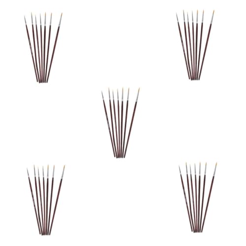 SHINEOFI 5 Sätze Hakenstift Für Ölgemälde Pinsel Feiner Pinsel Acrylpinsel Haarpinsel Mikropinsel Ölpinsel Liner-pinsel Ölgemäldezubehör Ölgemäldepinsel Detailpinsel Nylon Brown 7 Stück * 5 von SHINEOFI