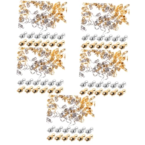 SHINEOFI 5 Sätze Kettenverschluss Knotenabdeckungen Anhänger Für Die Schmuckherstellung Halskettenketten Silber Schmuck Crimps Verschluss Perlen Schließungen Rostfreier Stahl 200 Stück * 5 von SHINEOFI