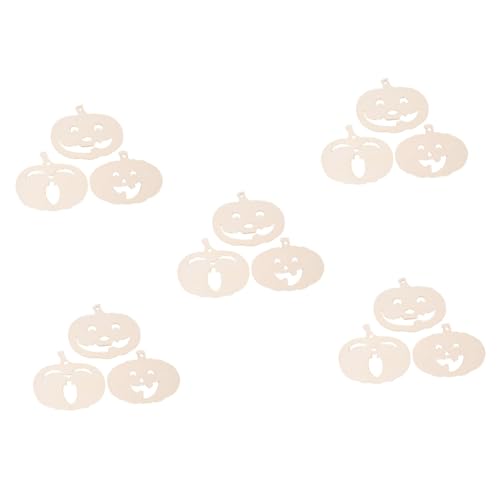 SHINEOFI 5 Sätze Kürbis-chips Kleinkinder Gesichtsschablonen Plüsch Kekse Halloween Kürbis Halloween Pumpkin Basteln Bastelset Holzhandwerk Selber Machen Unfertige Holzscheibe 3 Stück * 5 von SHINEOFI