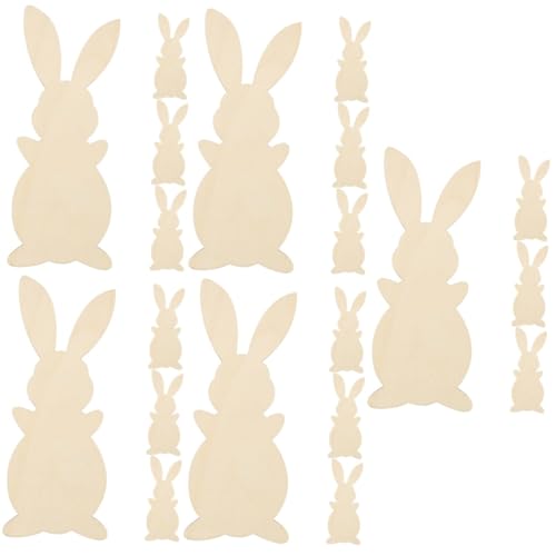 SHINEOFI 5 Sätze Ostern Holzspäne Hase Plüsch Hasenkäfig Aufblasbares Kostüm Osterhandwerk Mütze Holzfiguren Ostern Holzanhänger Ostern Hasendekor Aus Holz Zarte Hasenverzierung 4 Stück * 5 von SHINEOFI