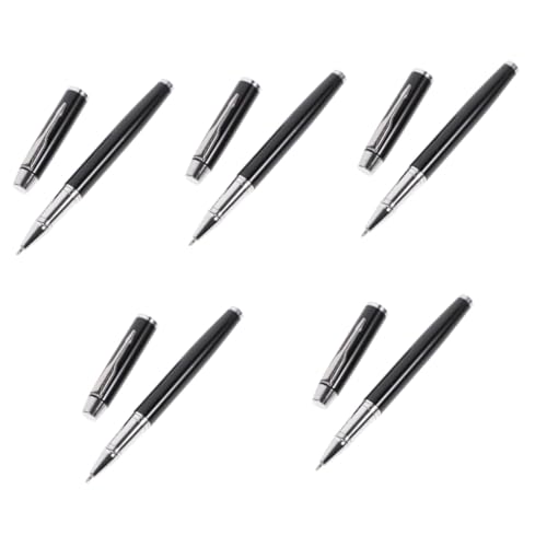 SHINEOFI 5 Sätze Stift Unterschreiben Schulversorgung Schreibstift Signierstift-kit Kugelschreiber Speicher Kann Stifte Geschenkversorgung Stifthalter Für Den Haushalt Black Metall von SHINEOFI