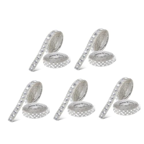 SHINEOFI 5 Sätze Strassband Heimwerken Funkeln Selbstklebende Strasssteine Schmuck Streifen Machen Trimmen Bling-band Glitzerband Zum Basteln Strassapplikation Glas Silver 2 Rollen * 5 von SHINEOFI