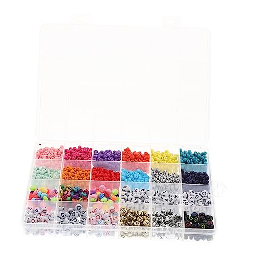 SHINEOFI 5 Schachteln Schmuckzubehör Perlen Zur Schmuckherstellung Perlenherstellungsset Alphabetperlen Anhänger Edelsteinsets Punch Needle Kit Mini Bobby Beads Schmuckherstellung von SHINEOFI