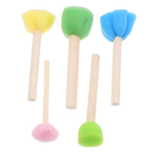 SHINEOFI 5 Stück Schwamm-stempelpinsel Bausätze Pastell Kreis Bastelschwämme Zum Malen Miniatur Schwammpinsel Zum Malen Schwammstift Schwammbürste Malutensilien Schwamm-kit Holz von SHINEOFI