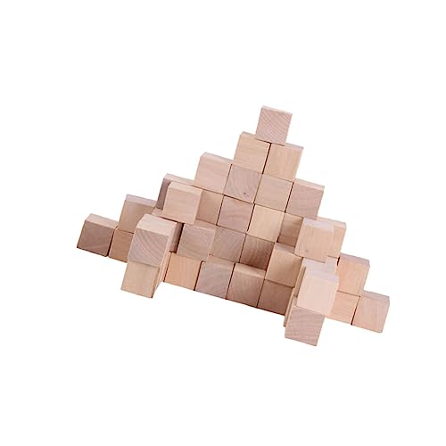 SHINEOFI 50 Stück Bastelwürfel aus Holz Holzblöcke Holzdekoration leere Würfel quadratische Blöcke Kinder bauen Würfel Würfelhandwerk kleiner Block Würfel selber machen Hölzern von SHINEOFI