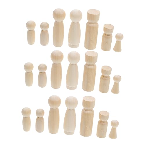 SHINEOFI 50 Stück Holzpuppe Selber Machen Babypuppe Lernspielzeug Gehirnspielzeug Minifiguren Natürliche Steckpuppenkörper Peg-puppenkörper Diy Malpuppe Kinder Mini-spielzeug Brown Hölzern von SHINEOFI