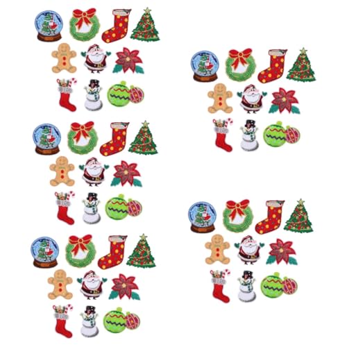 SHINEOFI 50 Stück Weihnachtsflecken Kleiderflicken Feiertags-Stickerei-Patch weihnachtsdeko christmas decorations apfelding Cartoon-Kleidungsflecken kleidungsflicken selber machen Polyester von SHINEOFI